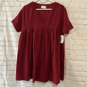 NWT Story Wine Mini Badydoll Dress SZ Small